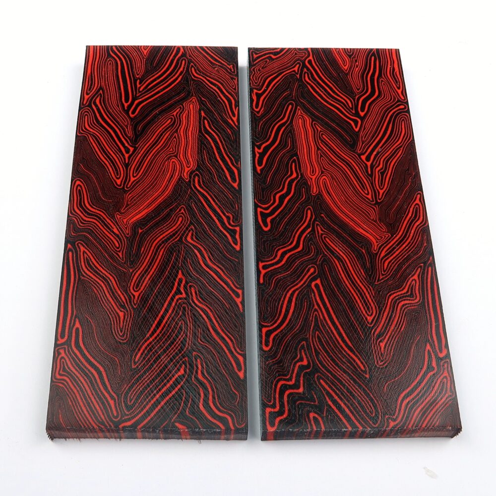 G10 red & black- damascus - 2 szt. okładek