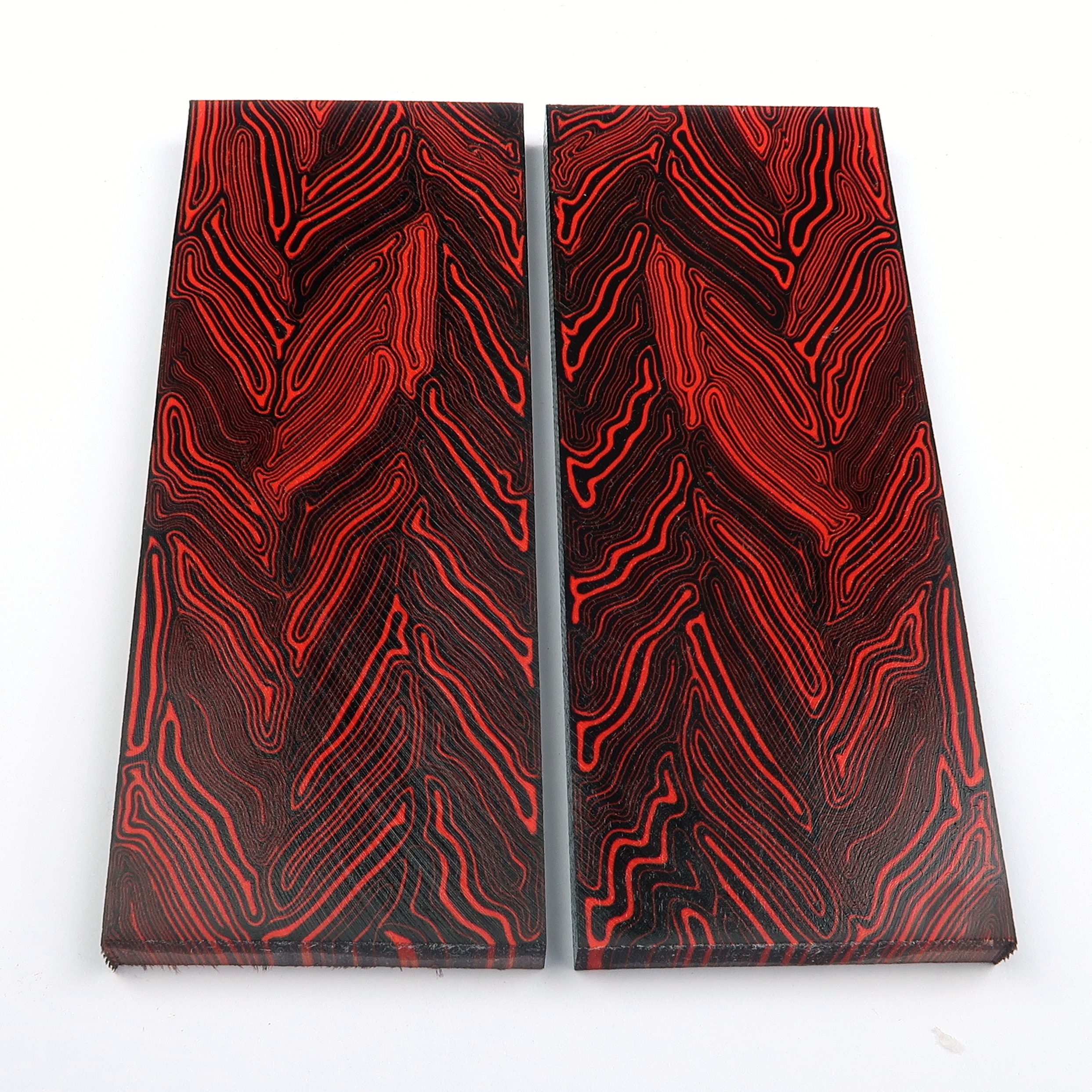 G10 red & black- damascus - 2 szt. okładek