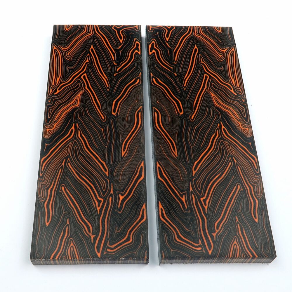 G10 orange & black- damascus - 2 szt. okładek