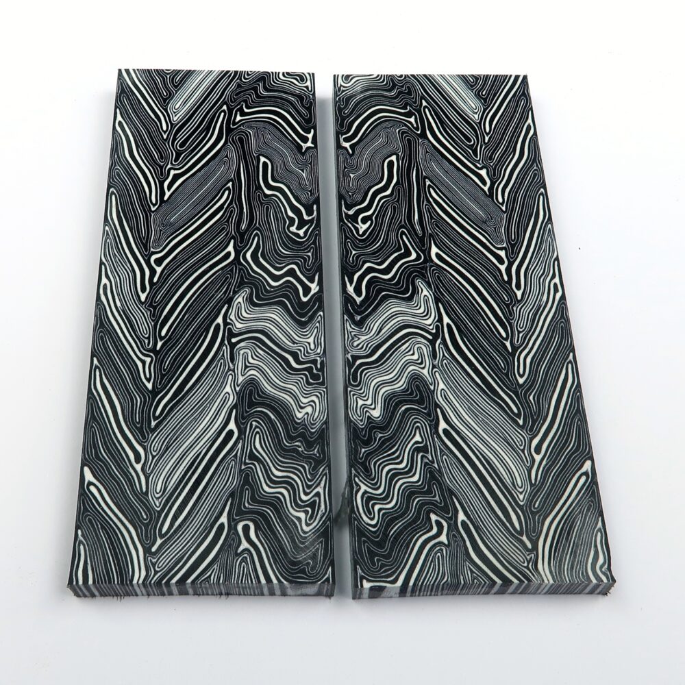 G10 white & black- damascus - 2 szt. okładek