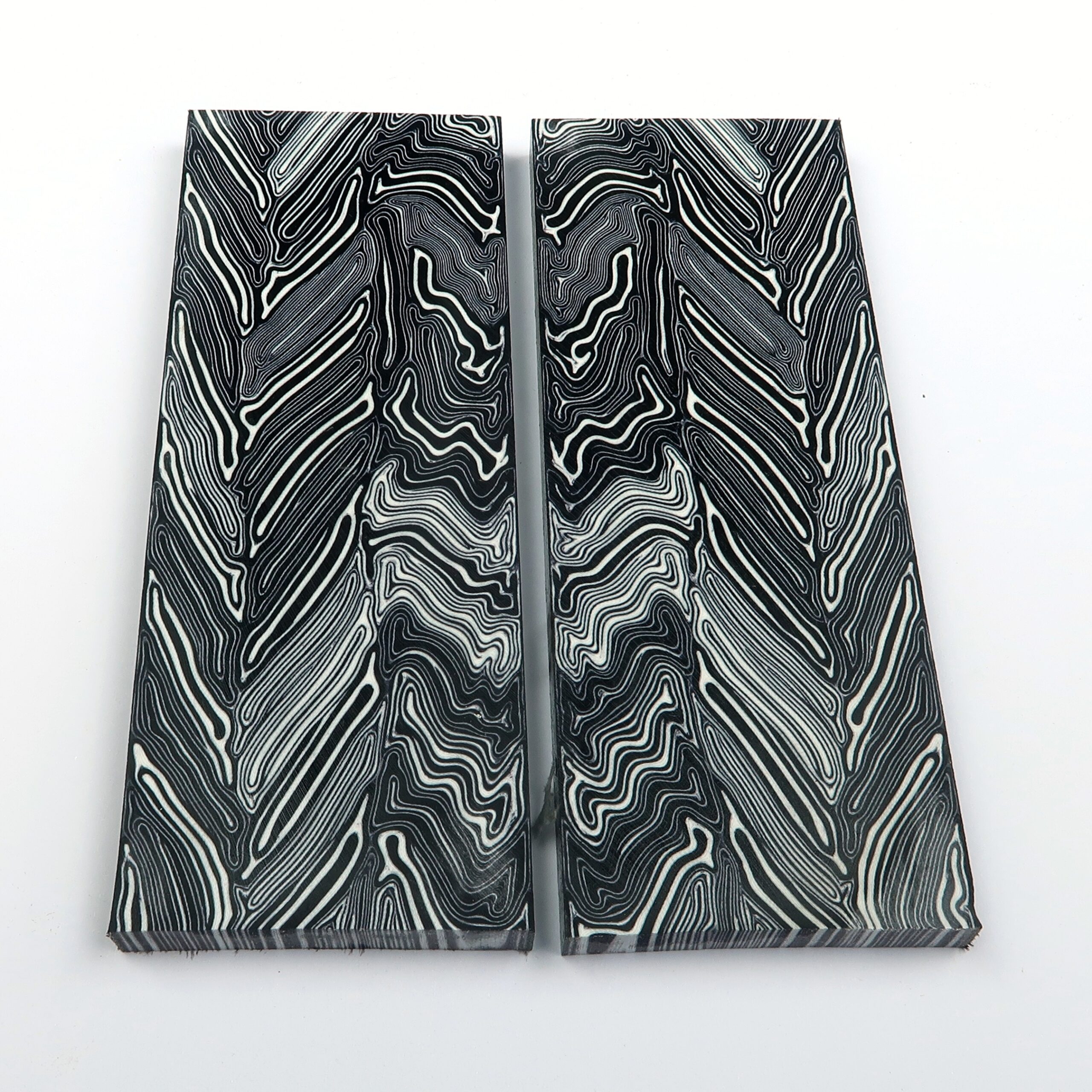 G10 white & black- damascus - 2 szt. okładek