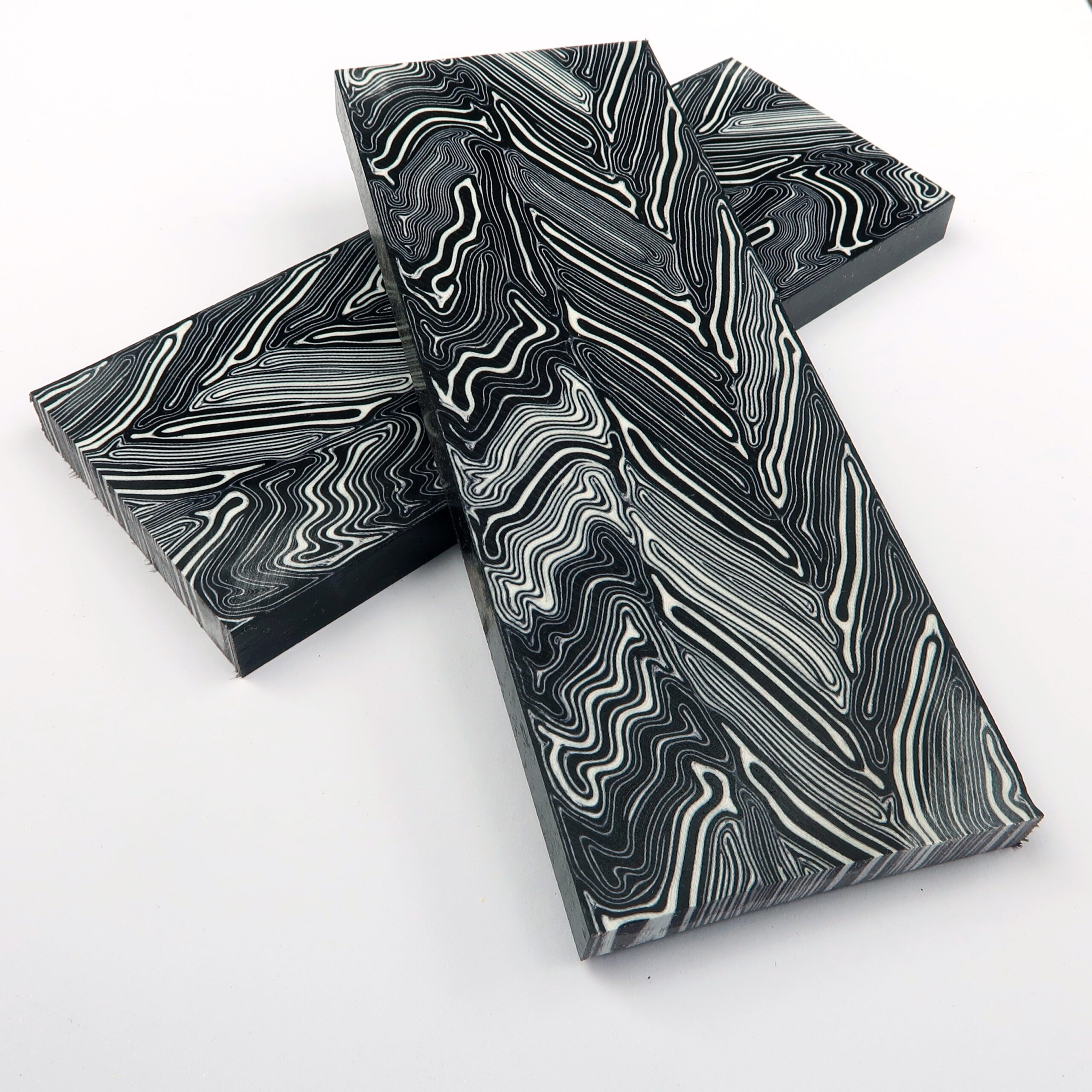 G10 white & black- damascus - 2 szt. okładek - obrazek 2